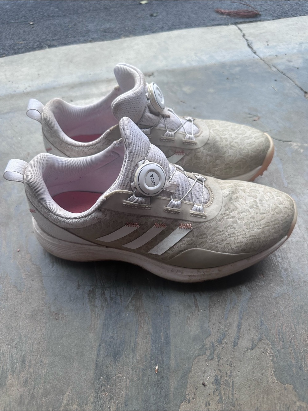 Adidas Women’s Beige and Coral Golf Sneakers with BOA Closure